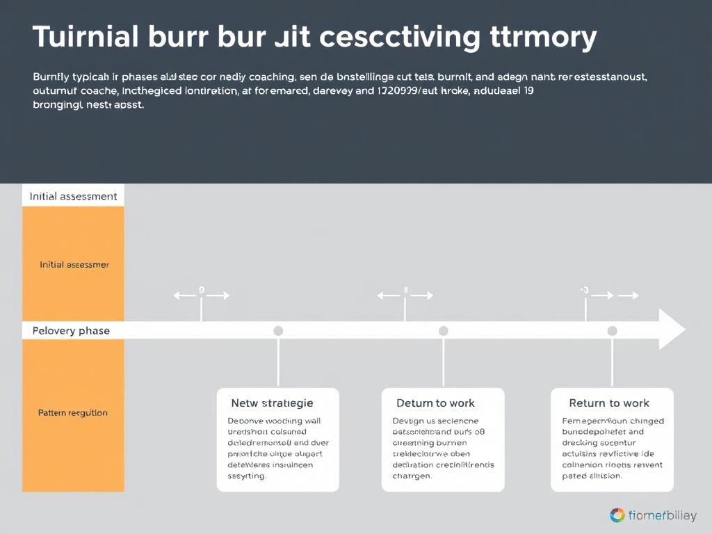 Een overzicht van een typisch burn-out coachingstraject met verschillende fasen Een overzicht van een typisch burn-out coachingstraject met verschillende fasen
