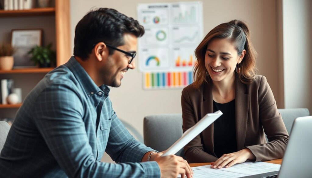 Een stress en burn out coach werkt preventief met een cliënt aan stressmanagement Een stress en burn out coach werkt preventief met een cliënt aan stressmanagement