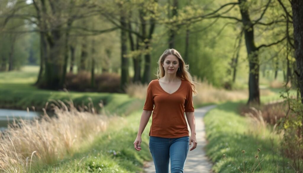 Persoon die rustig wandelt in de natuur tijdens burn-out herstel Persoon die rustig wandelt in de natuur tijdens burn-out herstel