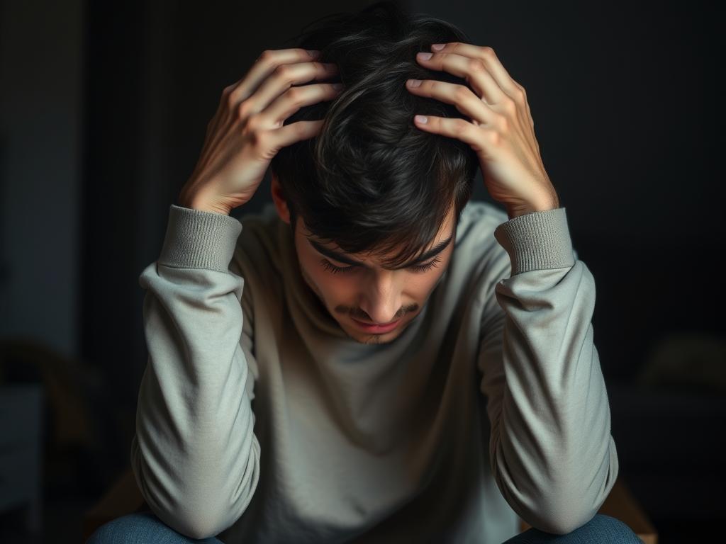 Persoon met burnout symptomen zoals vermoeidheid en hoofdpijn Persoon met burnout symptomen zoals vermoeidheid en hoofdpijn